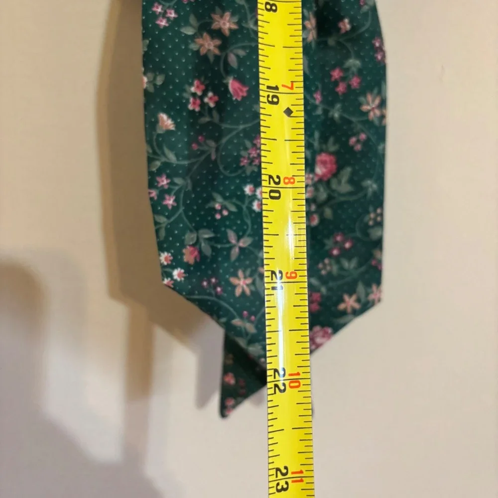 Handmade Forest Green Floral Calico Oversized Bow Scrunchie Wreath Cottagecore